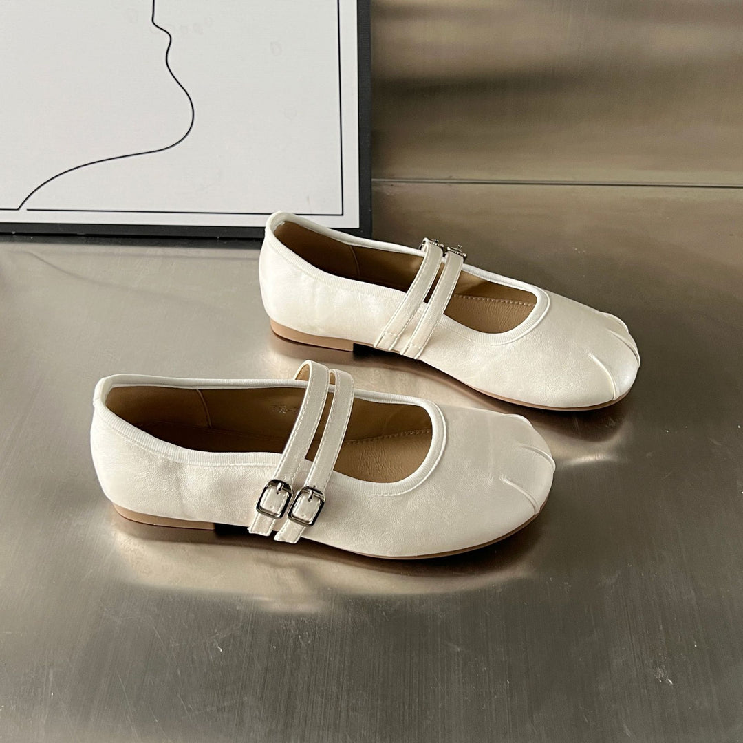 Damen Ballerinas mit elegantem doppeltem Riemen und weicher Innensohle EB