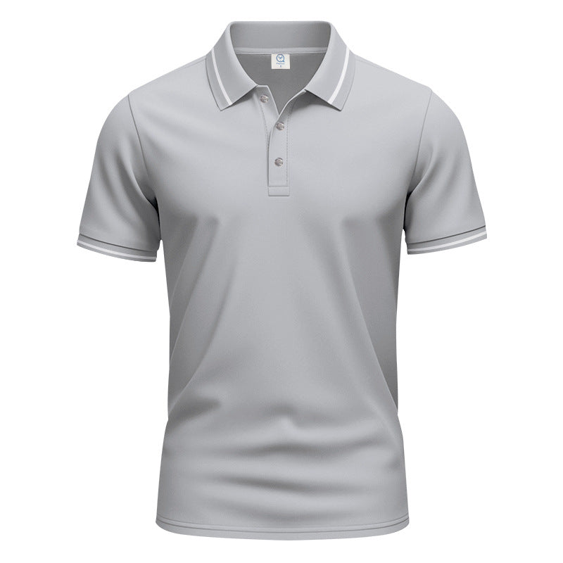 Herren nan atmungsaktives Interlock-Poloshirt mit Kontrast-Tipping, kurzer Knopfleiste und schmaler Silhouette EB