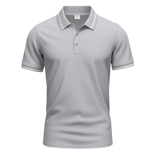 Herren nan atmungsaktives Interlock-Poloshirt mit Kontrast-Tipping, kurzer Knopfleiste und schmaler Silhouette EB