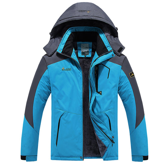 Herren multifunktionale wasserdichte Outdoorjacke mit abnehmbarem Fleece-Innenlayer und verstellbarer Kapuze EB