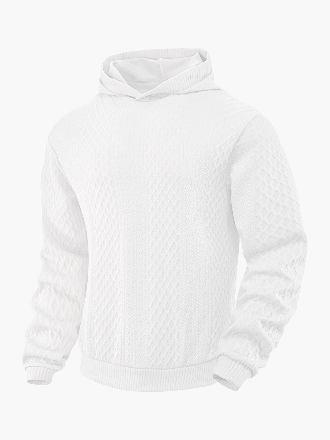 Herren nan strukturierter Schlauchkragen-Pullover mit Kapuze und Waben-Jacquard EB
