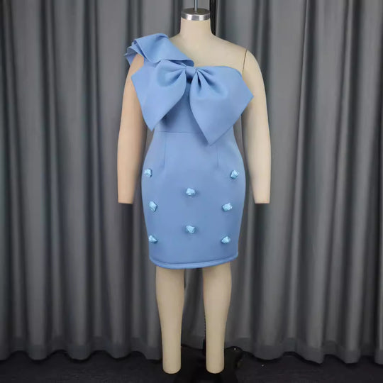 Damen figurbetontes Cocktailkleid mit voluminösem Schleifendesign EB