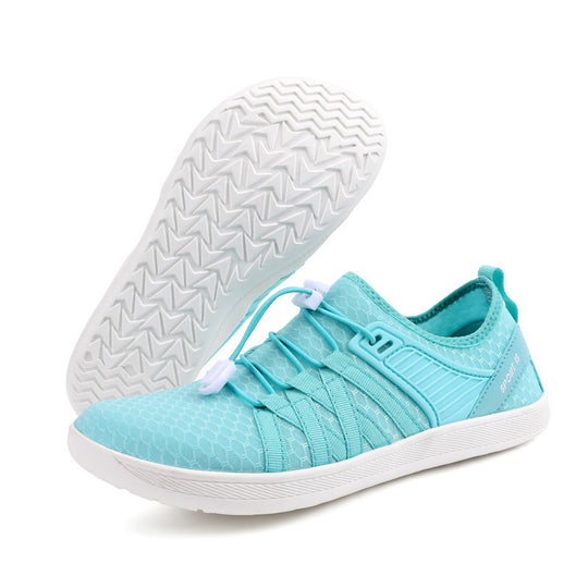 Unisex nan flacher Stadt-Sneaker mit Schnellzugverschluss, elastischem Strickoberteil und stoßabsorbierender Leichtsohle EB