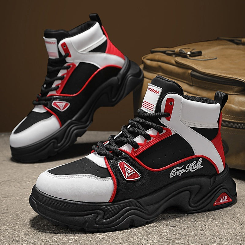 Herren High-Top City-Plateau-Sneaker mit skulpturierter Wellenlaufsohle, gepolstertem Knöchelkragen und griffiger Offroad-Traktion EB