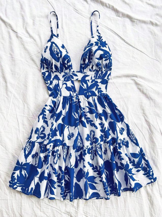Damen Sommerkleid mit verspieltem Babydoll-Schnitt und floralem Design EB