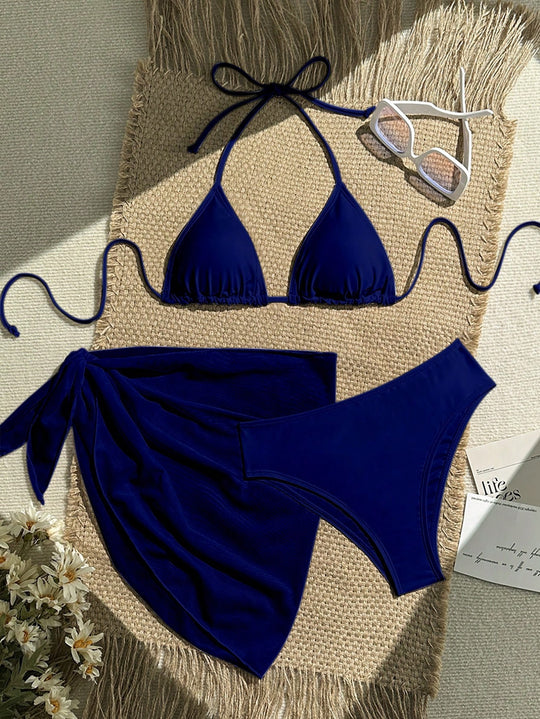 Damen Triangel-Bikini mit Wickeltuch und verstellbaren Trägern EB