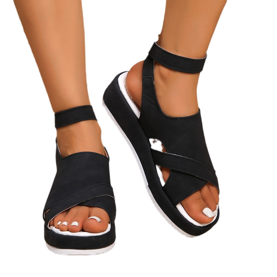 Damen Komfortable Plateausandalen mit raffiniertem Riemendesign EB