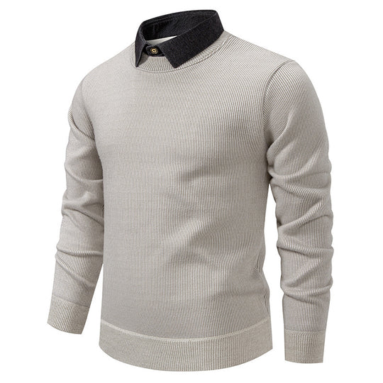 EB | Herren Strickpullover mit Kontrastkragen