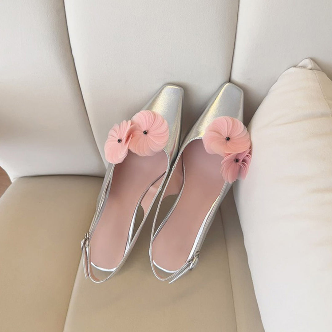 Damen Slingback Pumps mit floralen Akzenten EB
