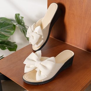 Damen Wedge-Pantoletten mit dekorativem Schleifendetail EB