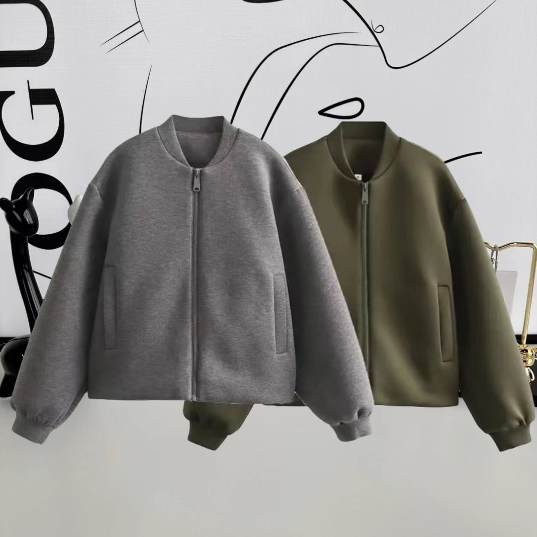 Damen Sportliche Oversize-Jacke mit Reißverschluss und voluminösen Ärmeln EB