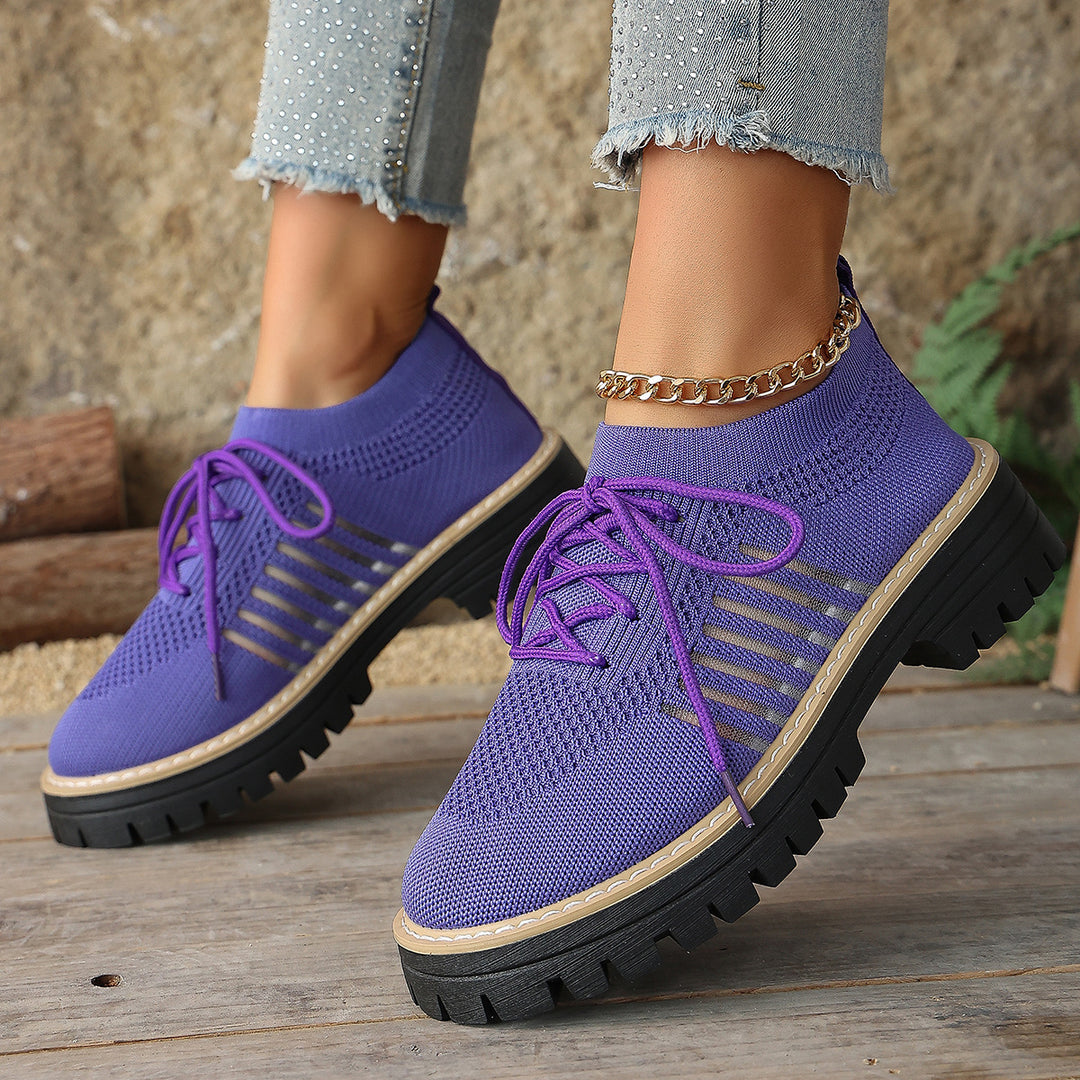 Damen Bequeme Sneaker mit atmungsaktivem Strickdesign und robustem Profil EB