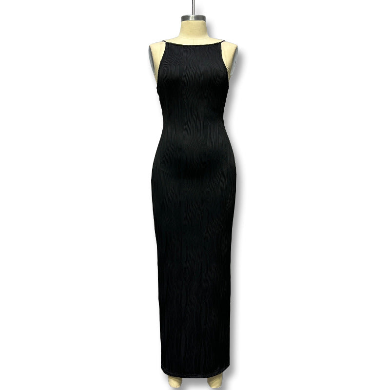 Damen Elegantes bodenlanges Kleid mit strukturiertem Design EB