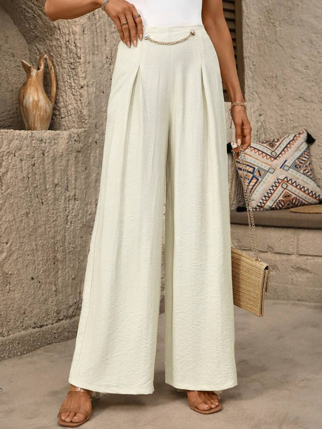 Damen Weit geschnittene Palazzo-Hose mit eleganter Faltenlegung EB