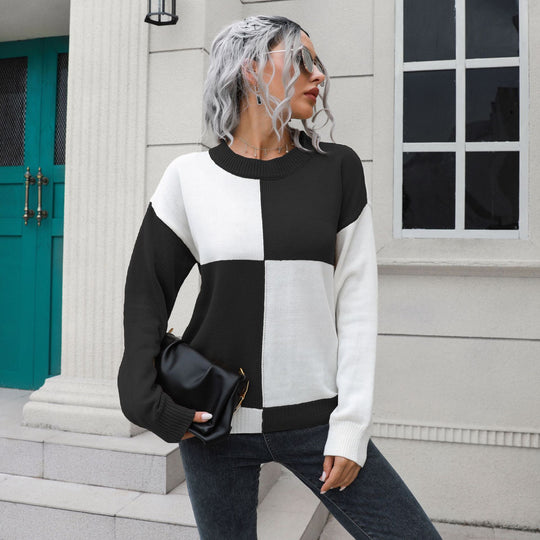 Damen Lässiger Pullover mit Blockstreifen-Design und bequemem Schnitt EB