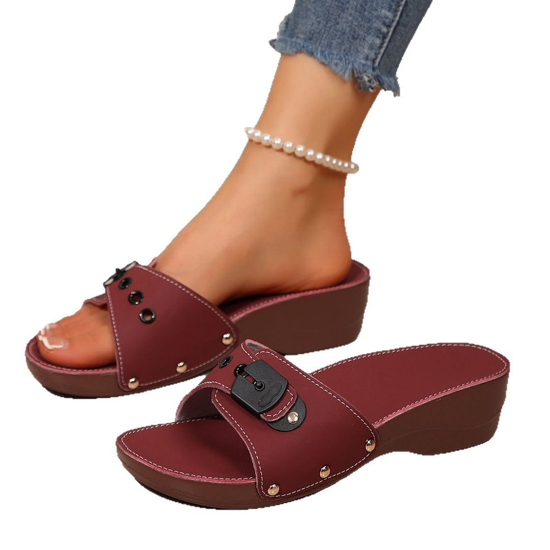 Damen Wedge-Sandalen mit trendiger Schnallenverzierung und komfortablem Fußbett EB
