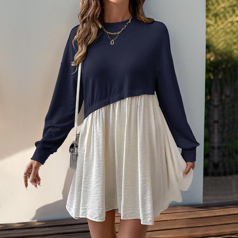 Damen Freizeitkleid mit lässigem Oberteil und fließendem Rock EB