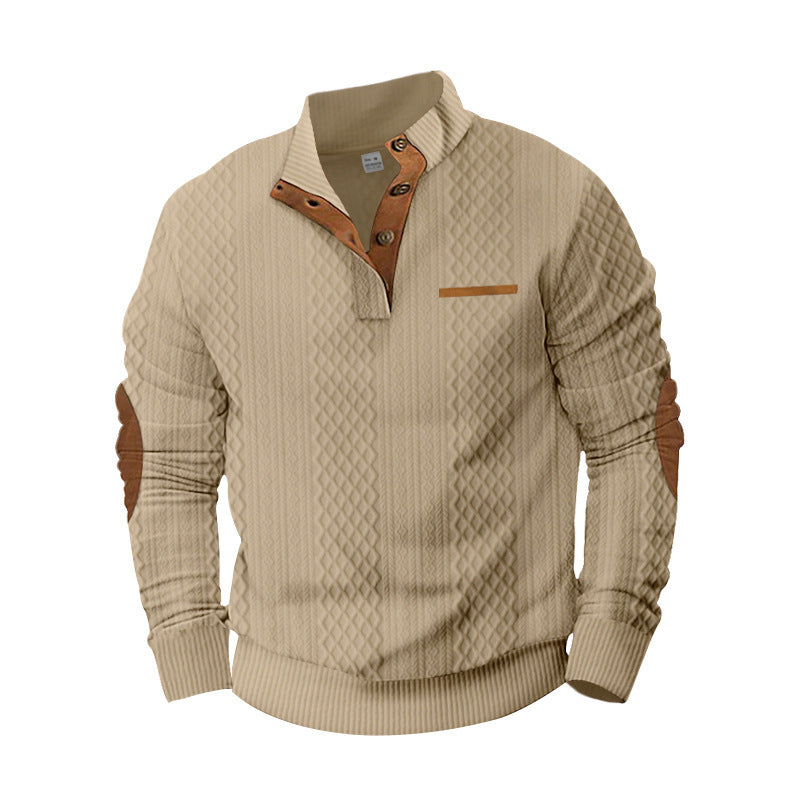Herren Strickpullover mit modernem Kragen und strukturierter Oberfläche EB