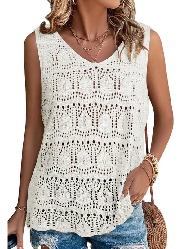 Damen Stricktop mit luftiger Häkelstruktur EB