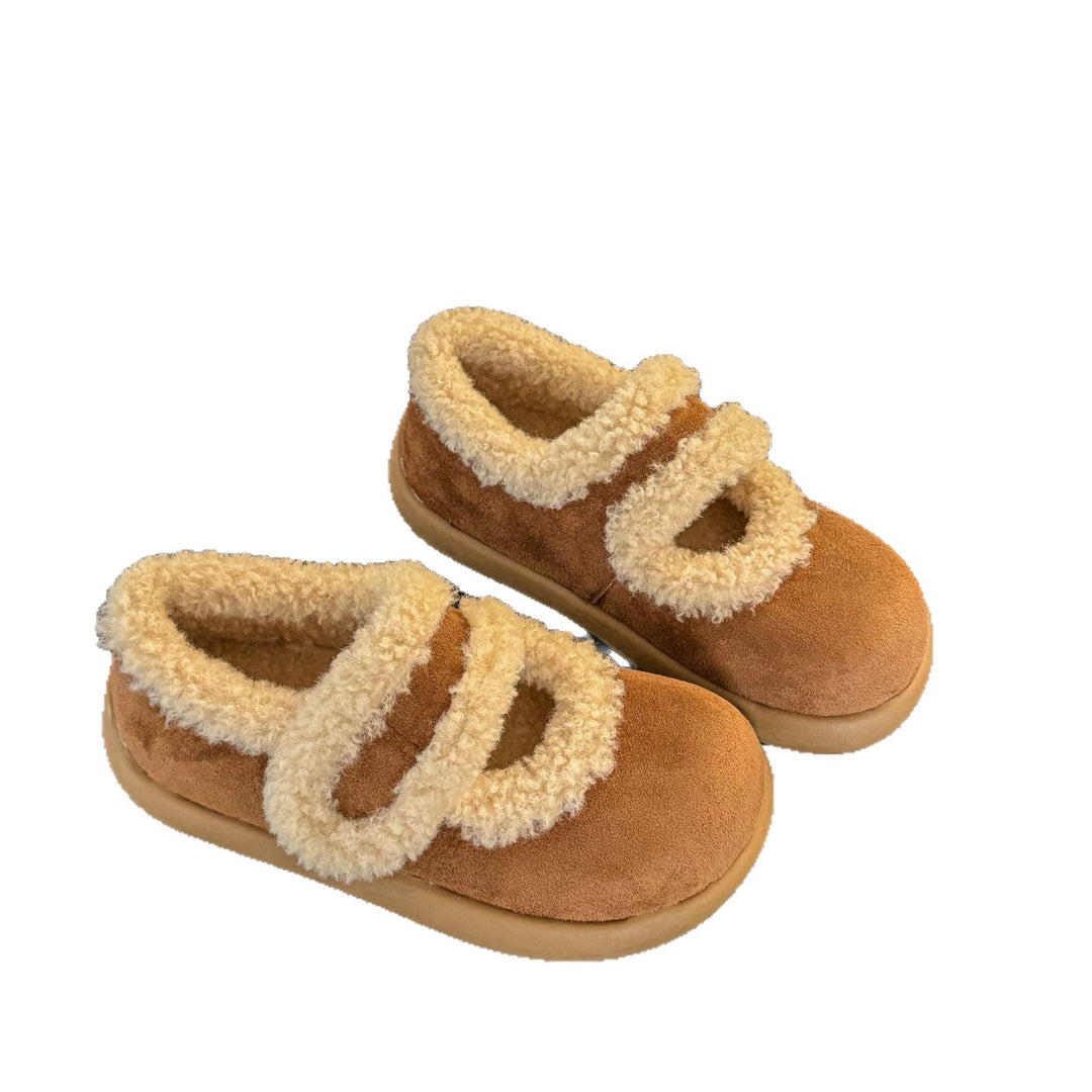 Damen Kuschelige Hausschuhe mit warmem Futter und verstellbarem Riemen EB