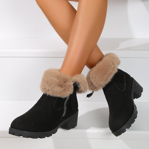Damen Winterstiefel mit kuscheligem Fellkragen und rutschfester Sohle EB