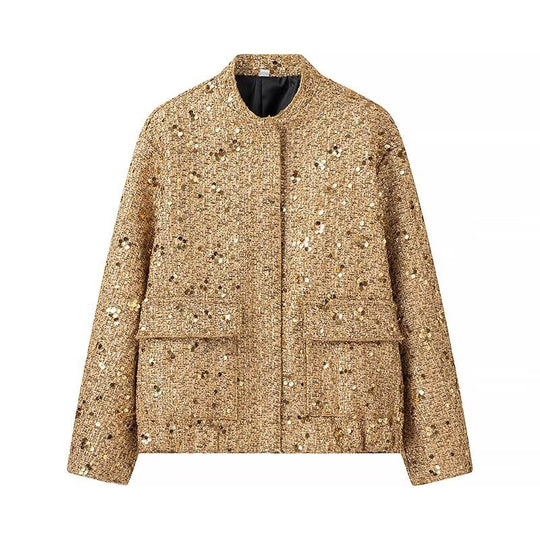 Damen Funktionsjacke mit glitzerndem Lurex und praktischen Taschen EB