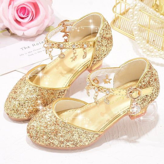 Mädchen Glitzernde Ballerina-Sandalen mit hohen Absatz und Anhänger EB