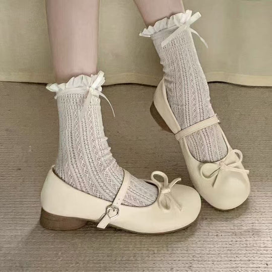 Damen Ballerinas mit Rüschendetail und bequemer Schnalle EB