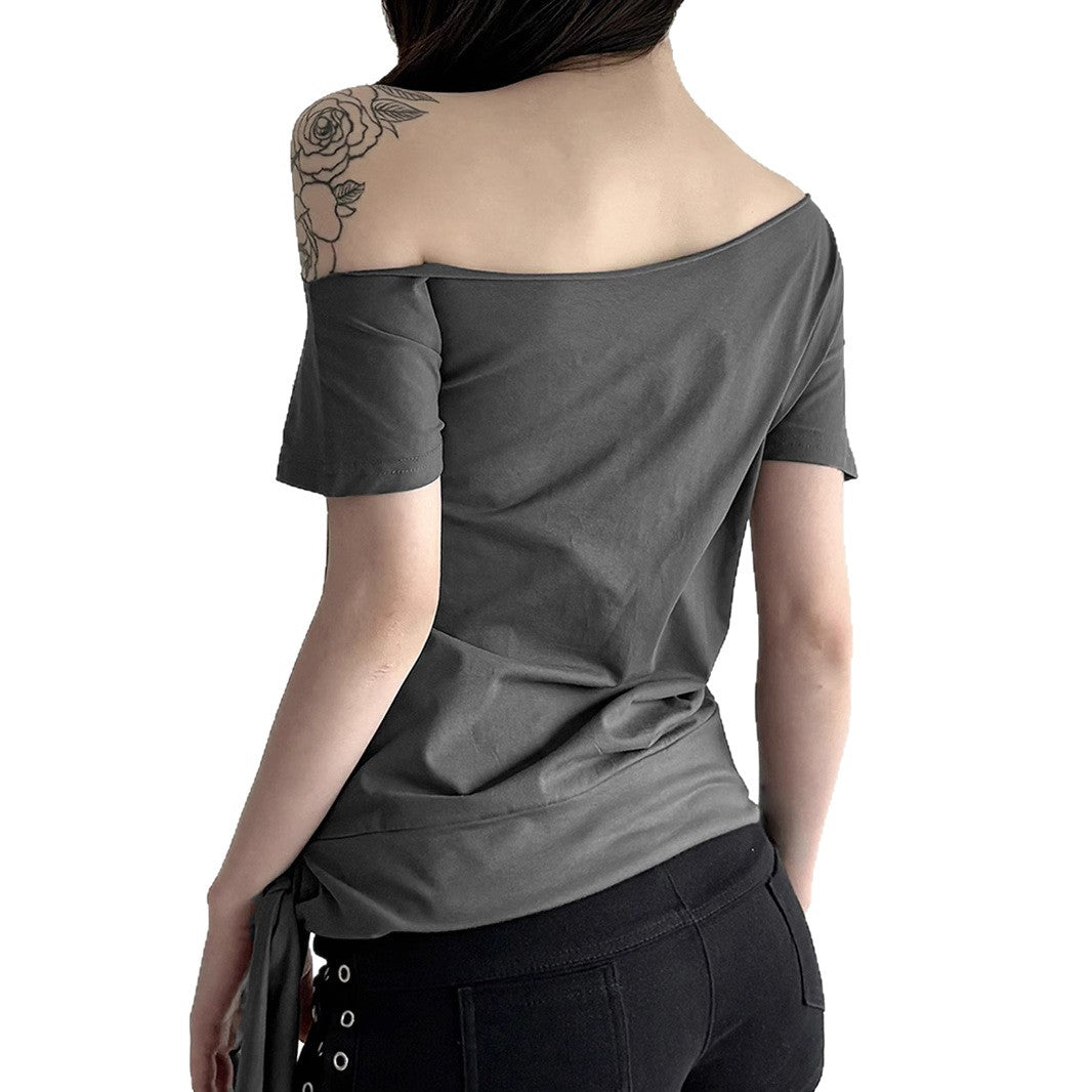 Damen asymmetrisches Top mit dekorativem Knoten EB