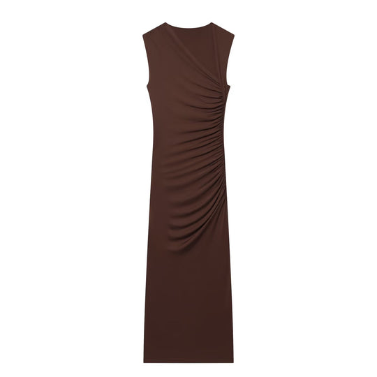Damen ärmelloses Maxikleid mit raffinierten Rüschendetails und elegantem Schnitt EB