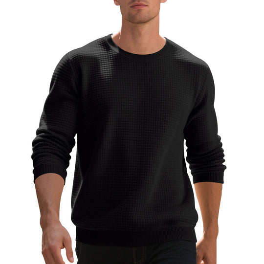 Herren warmer Pullover mit strukturiertem Gewebe und Rundhalsausschnitt EB