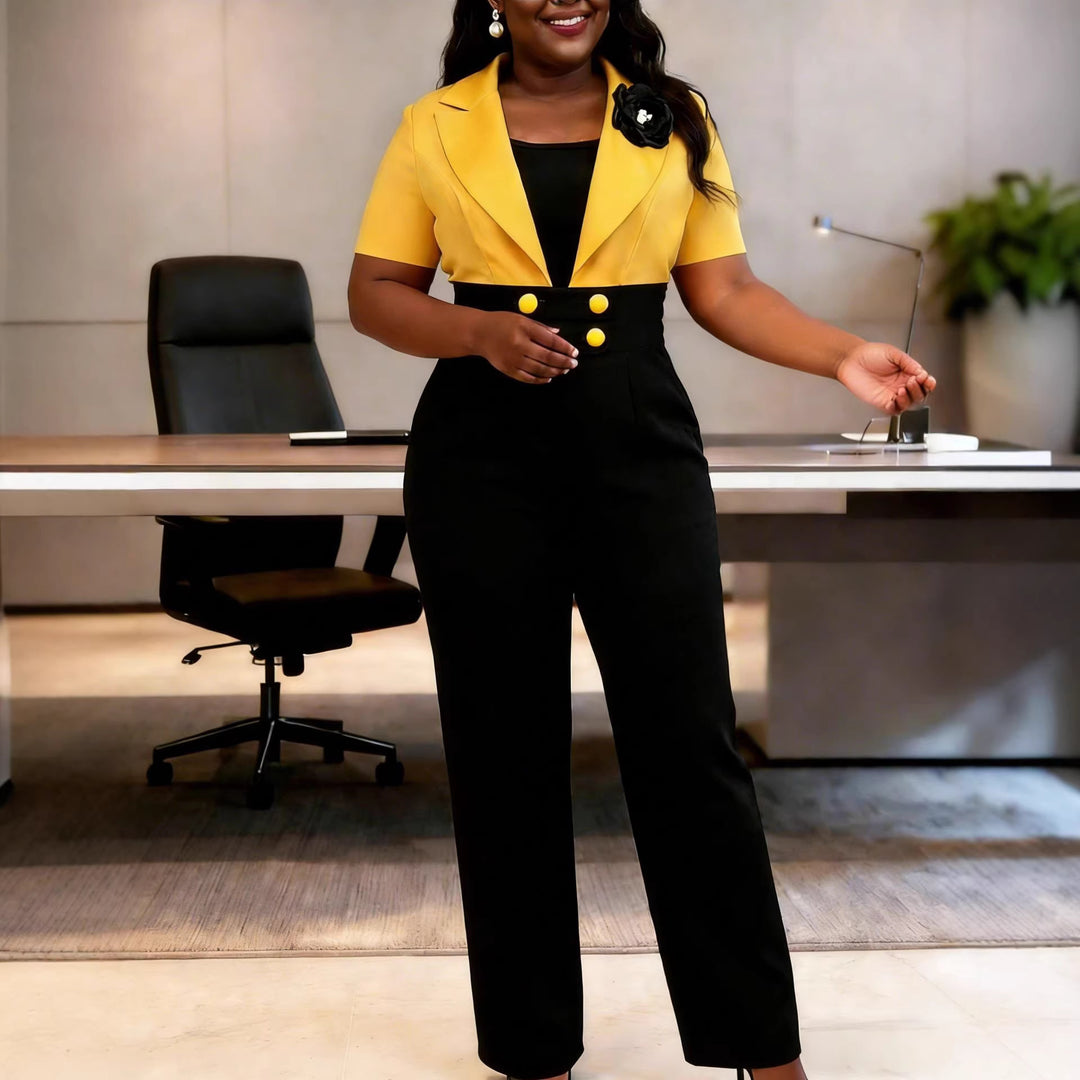 Damen eleganter Jumpsuit mit tailliertem Design und auffälligen Details EB