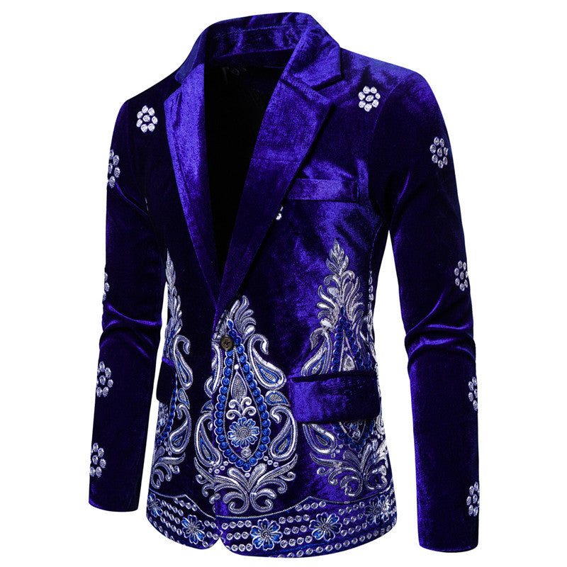 Herren eleganter Samtblazer mit opulenter Stickerei EB