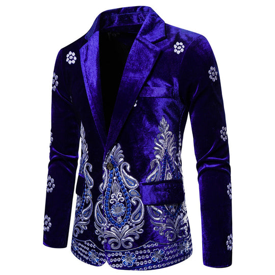 Herren eleganter Samtblazer mit opulenter Stickerei EB