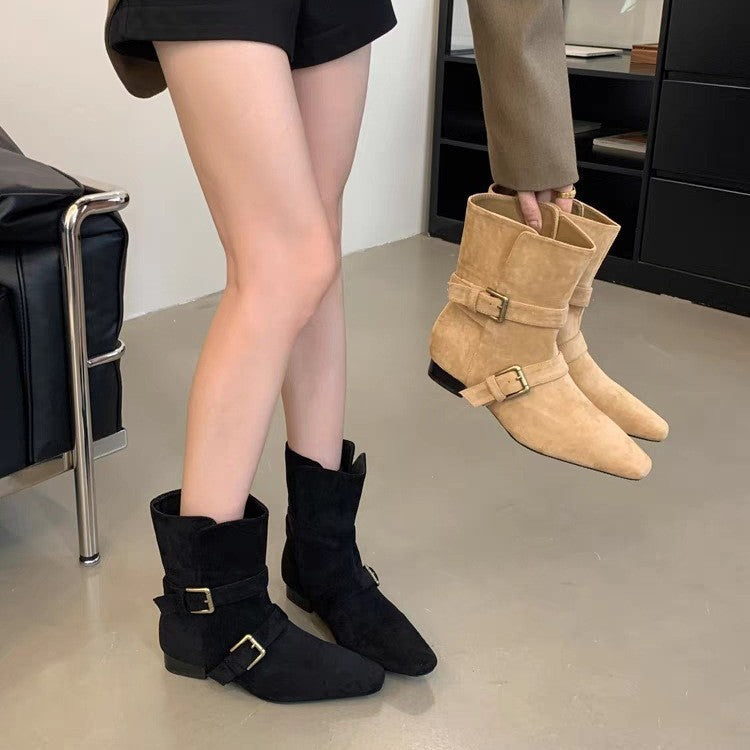 Damen Stylishe Ankle-Boots mit modischem Ketten-Detail und Absatz EB