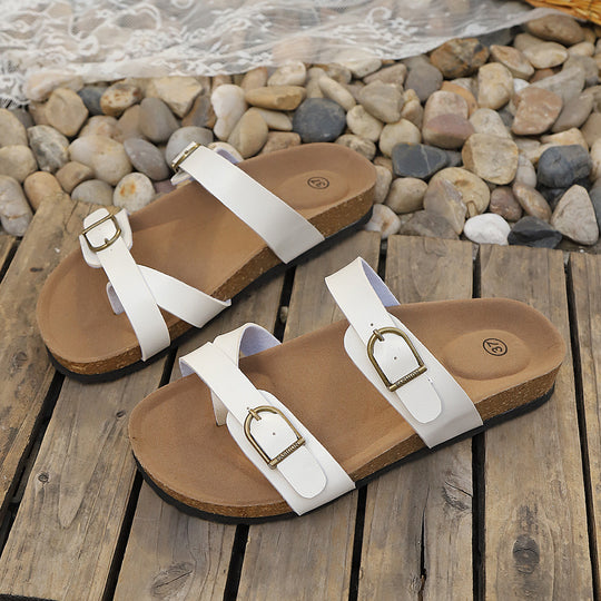 Damen Komfortable Birkentyp Sandalen mit modischen Schnallen EB