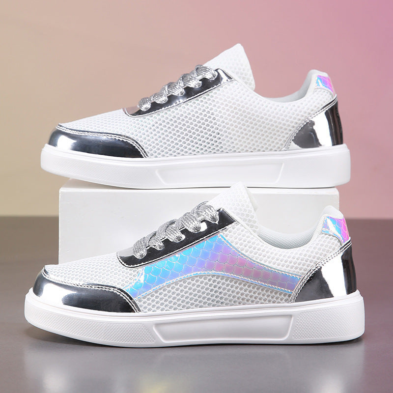 Damen Sportliche Sneakers mit modernem Glitzer-Design und atmungsaktiver Mesh-Oberfläche EB