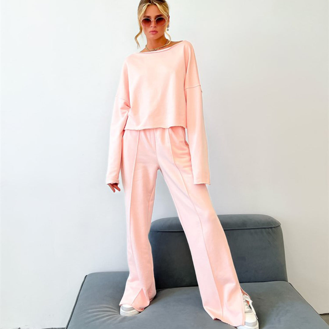 Damen lässiges Crop-Top und weite Sporthose EB