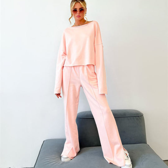 Damen lässiges Crop-Top und weite Sporthose EB