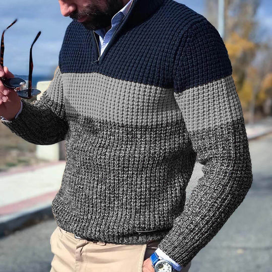EB | Gestrickter Pullover mit Blockfarben Acryl Warm und Modern