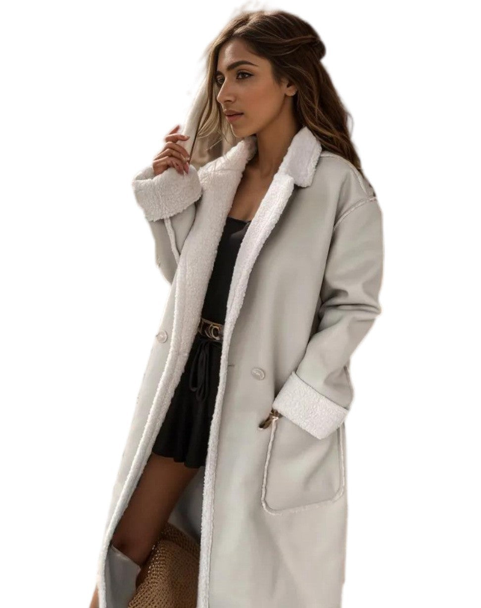 Damen Modischer Wintermantel mit Teddy-Futter EB