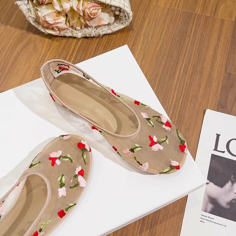Damen Ballerinas mit eleganter Floral-Applikation und komfortabler Innensohle EB