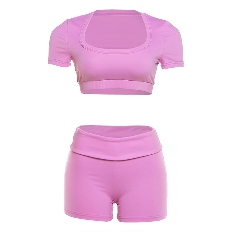 Damen Sportliches Kurzarm-Set mit figurbetonendem Schnitt EB