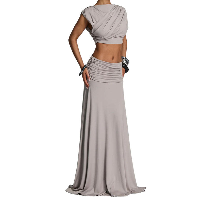 Damen elegantes Wickelkleid mit Rüschendetails EB
