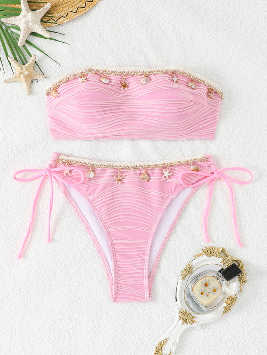 Damen Bandeau-Bikini mit raffinierten Muschel-Details EB