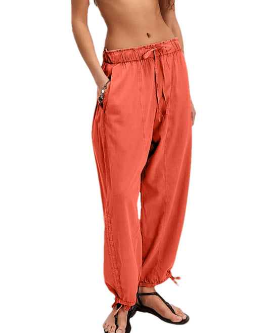 Damen Bequeme Freizeithose mit Bund und dekorativen Schnürdetails EB