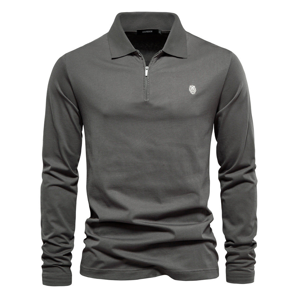 Herren Langärmliges Poloshirt mit modischem Reißverschluss und angenehmer Baumwollmischung EB