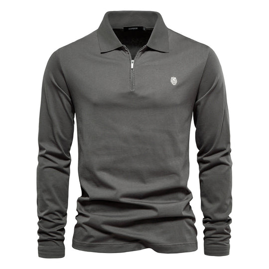 Herren Langärmliges Poloshirt mit modischem Reißverschluss und angenehmer Baumwollmischung EB