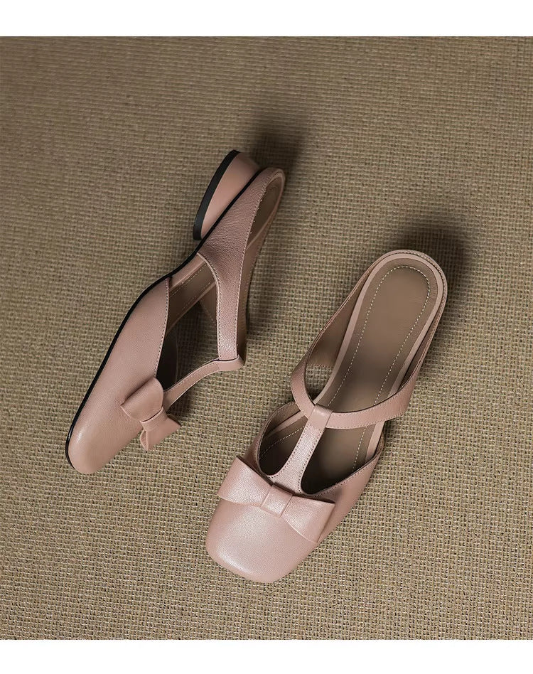 Damen Slingback-Pantoletten mit elegantem Schleifen-Design EB