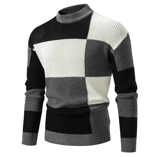 Herren modischer Rollkragenpullover mit strukturiertem Karomuster EB